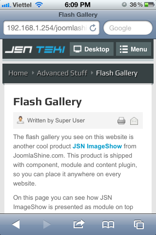 Mobile optimized presentation (screenshot made by iPhone)